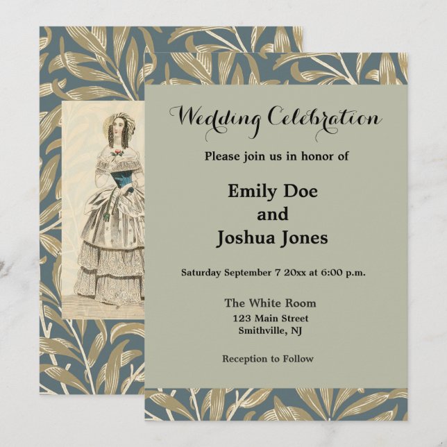 Invitación Pintura del matrimonio Boda victoriano de 1844 (Anverso / Reverso)