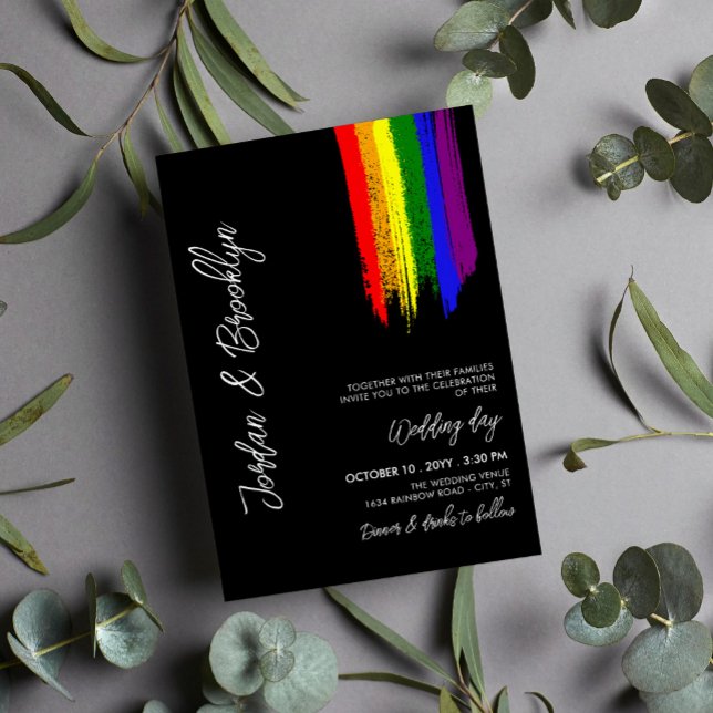 Invitación Pintura del Orgullo Arcoiris sacude a Boda LGBT (Subido por el creador)