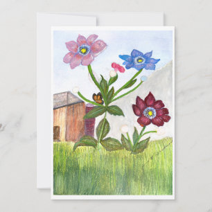 INVITACIÓN Pintura en Acuarela de Hierba y Flores