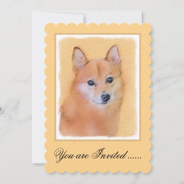 Invitación Pintura finlandesa de Spitz - Arte de perro origin (Anverso)