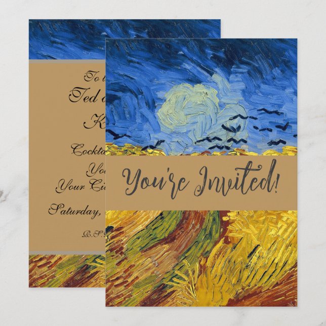 Invitación Pintura impresionista de Van Gogh Wheat Fields (Anverso / Reverso)