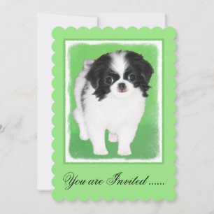 Invitación Pintura japonesa de cachorro con chin - Arte origi