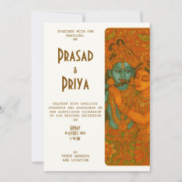 Invitación Pintura mural de Radha Krishna india