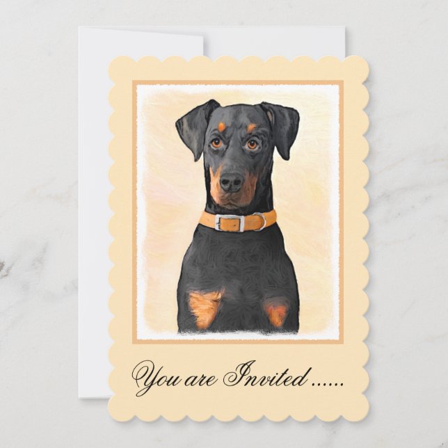 Invitación Pintura original de Doberman Pinscher sin cortar (Anverso)
