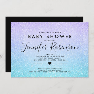 Invitación Pintura púrpura del purpurina de la turquesa de