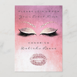 Invitación Pintura rosa labios Purpurina dulce de novia 16th