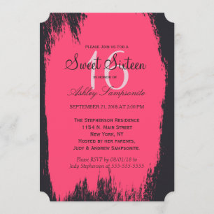 Invitación Pintura rosa neón en negro