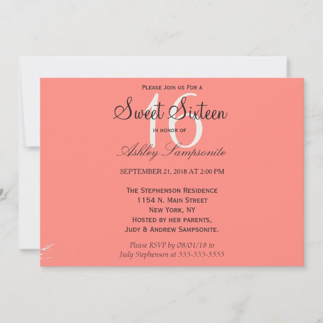 Invitación Pintura rosa y crema de coral blanca (Anverso)