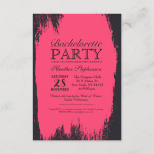 Invitación Pintura rosada neón en negro