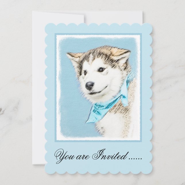 Invitación Pintura siberiana Husky de pipa - Arte original de (Anverso)