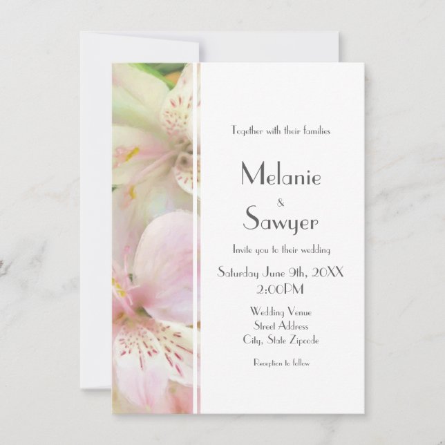 Invitación Pintura suave de alstromera (Anverso)