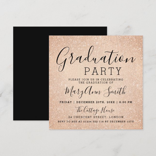 Invitación Pintura subió fiesta de graduación del purpurina (Anverso / Reverso)