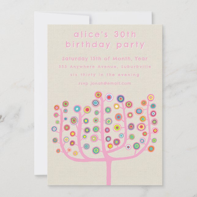 Invitación Pintura Única de Árbol Abstracto del Artista (Anverso)