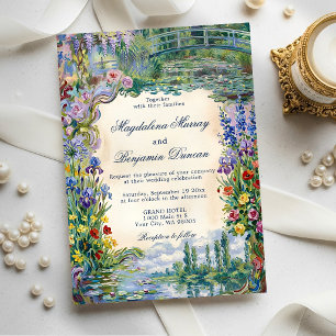 Invitación Pinturas Artísticas de Monet Florales Boda en Jard