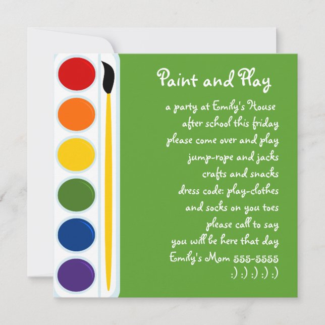 Invitación Pinturas y pinceles (Anverso)