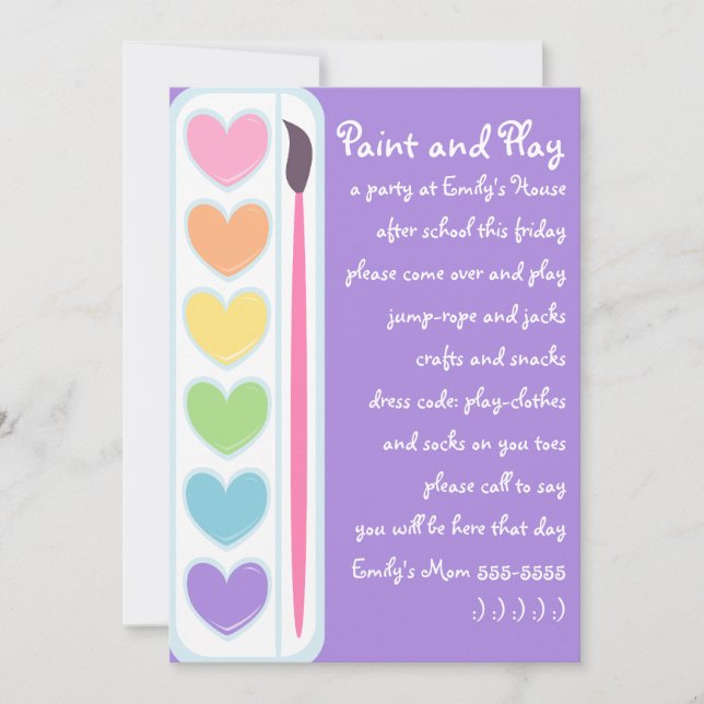 Invitación Pinturas y pinceles de San Valentín (Anverso)