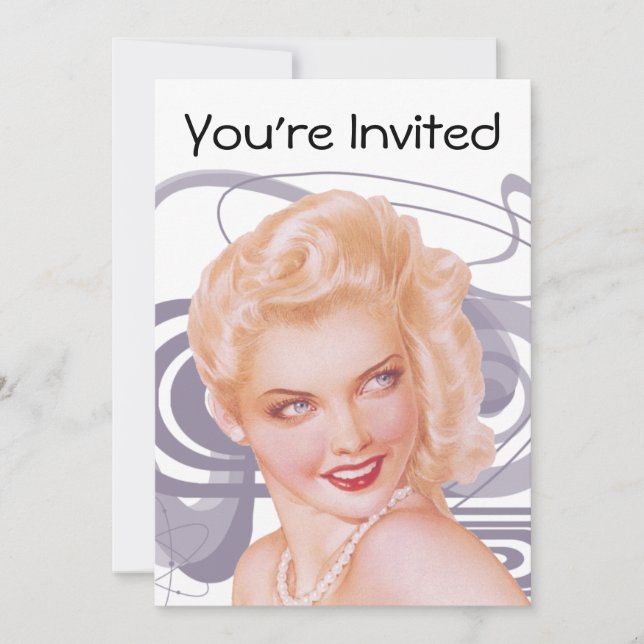 Invitación Pinup retro de los años 1940 (Anverso)