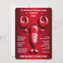 Invitación Pinzas adorables en forma de langosta roja con for