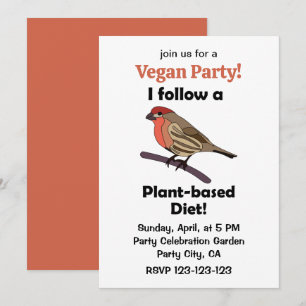 Invitación Pinzón Mexicano Sigo Dieta Basada en Plantas Fiest