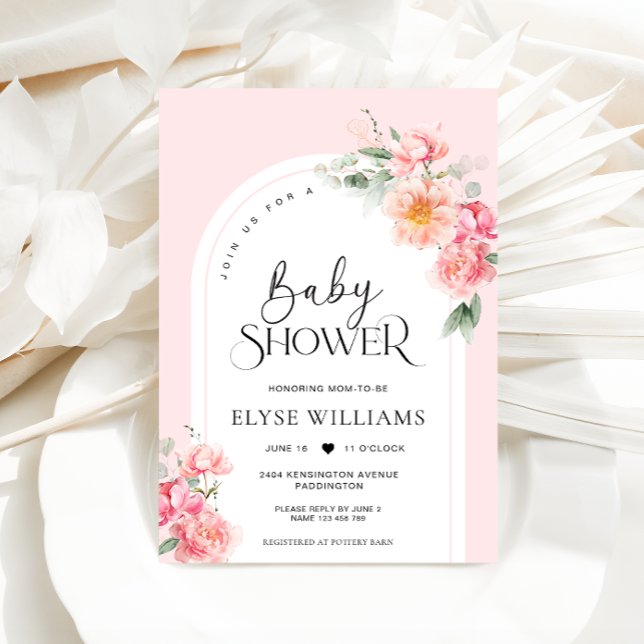 Invitación Piper Floral Baby Shower (Piper Peony Floral Baby Shower Invitation )
