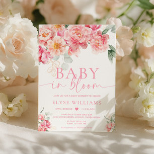 Invitación Piper Peonía Floral Bebe En Flor Baby Shower