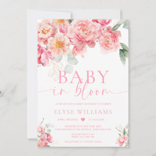Invitación Piper Peony Flor Baby En Bloom Baby Shower