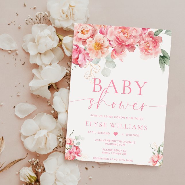 Invitación Piper Peony Floral Baby Shower (Subido por el creador)