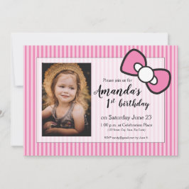 Invitación Pique el primer cumpleaños, rayas, arco,