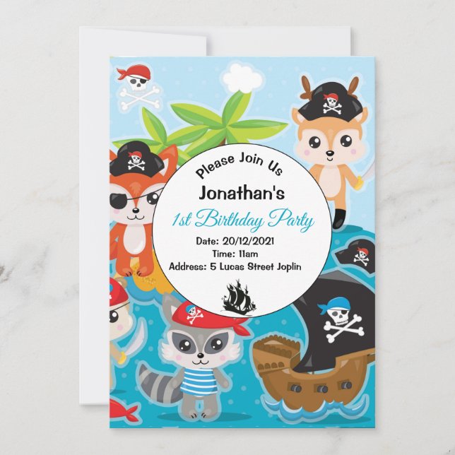 Invitación pirata a la fiesta de cumpleaños de ani (Anverso)