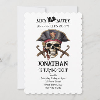 Invitación pirata al partido de cumpleaños Skull