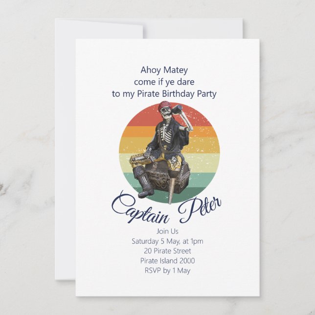 Invitación Pirata de la Fiesta (Anverso)