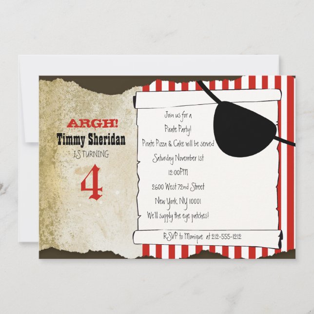 Invitación Pirata de Lil (Anverso)