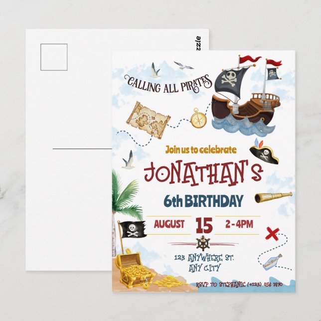 Invitación pirata descarga instantánea (Anverso / Reverso)