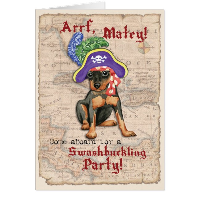 Invitación pirata en miniatura de Pinscher (Frente)