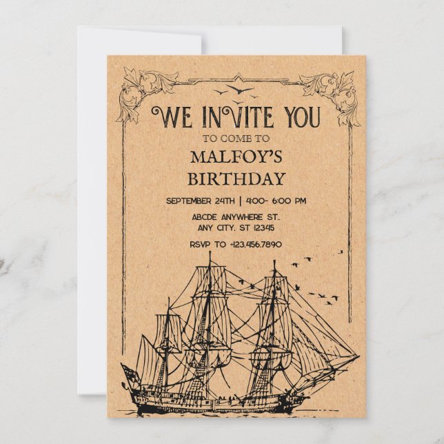 Invitación Pirata Vintage (Anverso)