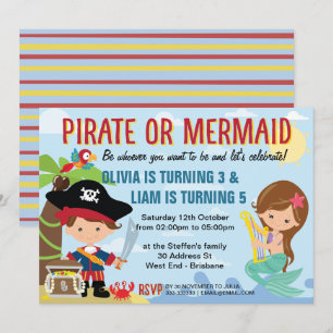 Invitación Pirata y sirena