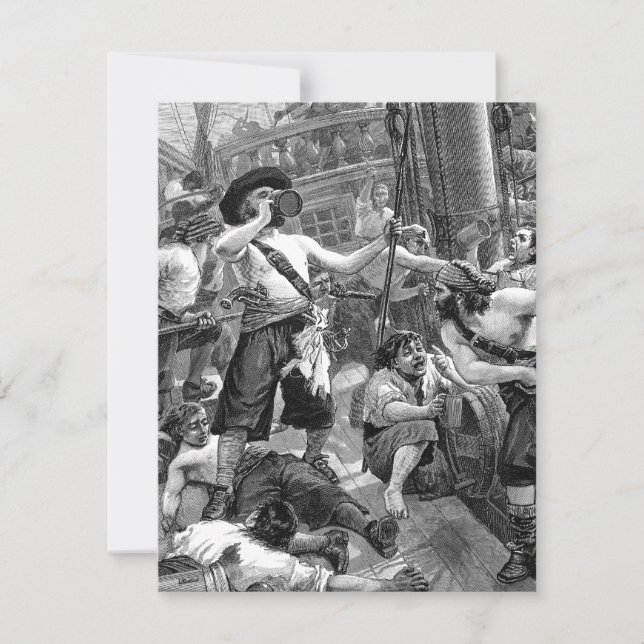 Invitación Piratas de época, Fiesta divertido para el calenta (Anverso)