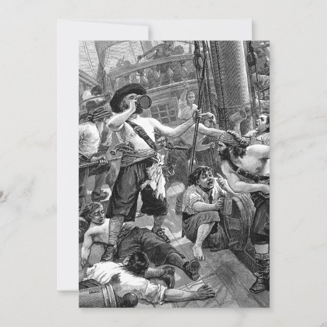 Invitación Piratas de la época en barco, fiesta de bodas invi (Anverso)