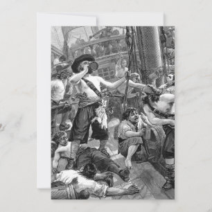 Invitación Piratas de la época en barco, fiesta de bodas invi