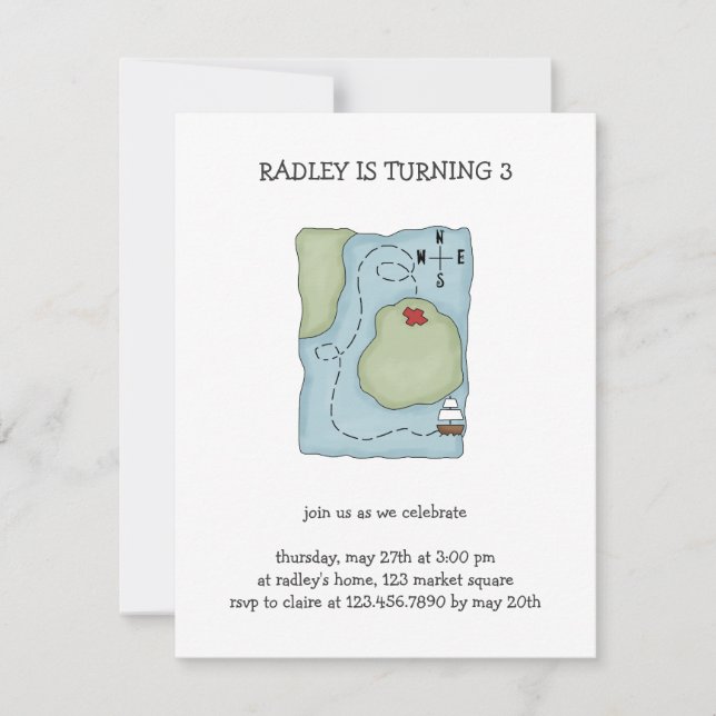 Invitación Piratas · Mapa del pirata (Anverso)