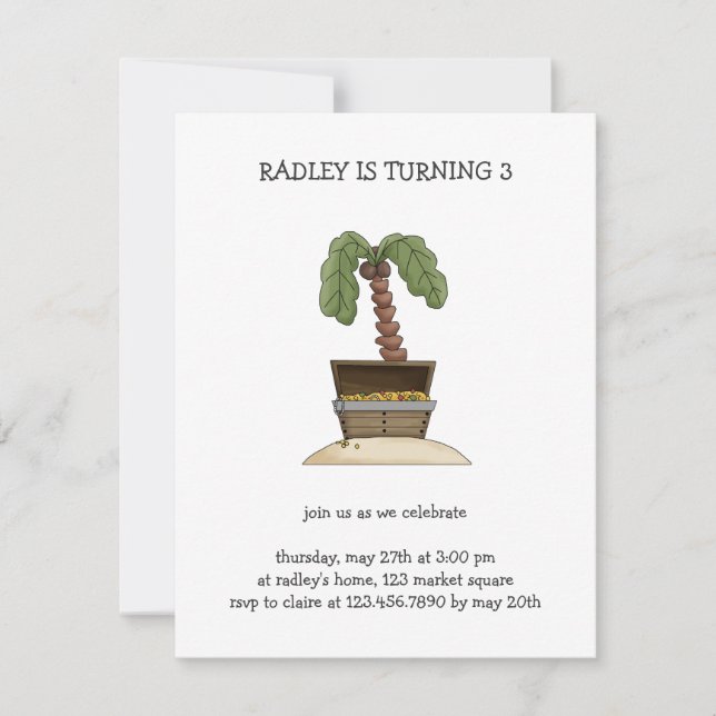 Invitación Piratas: Treasure Chest Island (Anverso)