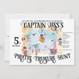 Invitación Piratas Treasure Hunt Mapa Niños Nacimiento