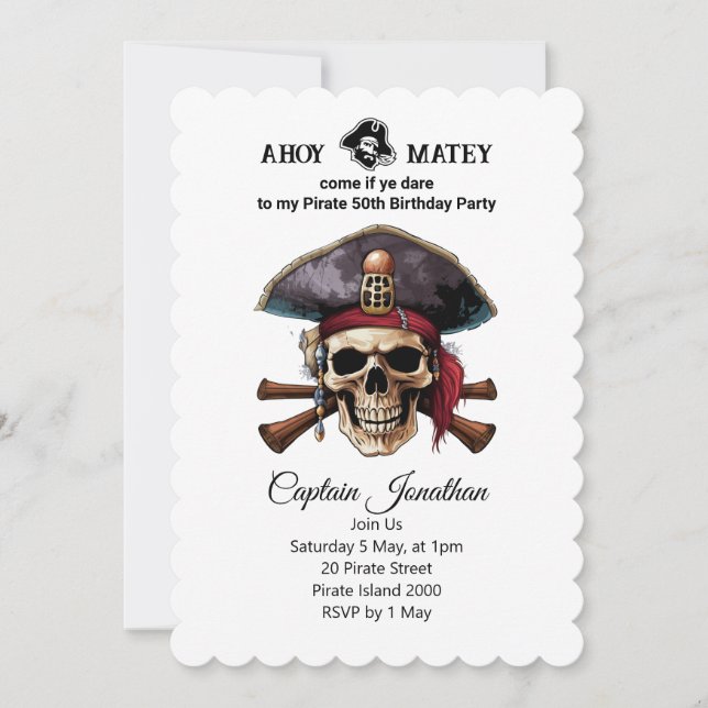 Invitación Pirate Adventure espera (Anverso)