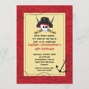 Invitación Pirate Ahoy Mates Boy Fiesta de Cumpleaños