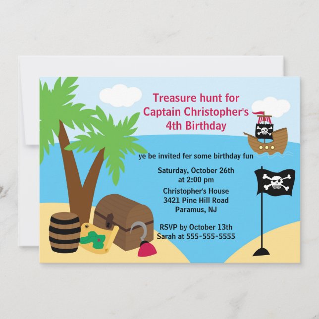 Invitación Pirate Ahoy Mates Fiesta de cumpleaños (Anverso)