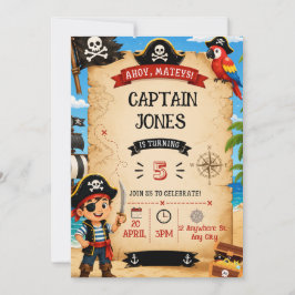Invitación Pirate Birthday Party Invitation for Boys