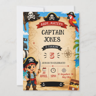 Invitación Pirate Birthday Party Invitation for Boys