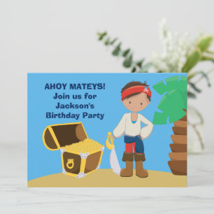 Invitación Pirate Boy Summer Pool Niños Fiesta de cumpleaños