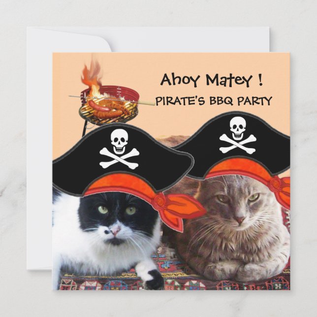 Invitación PIRATE CATS, habla como un Fiesta de barbacoa del  (Anverso)