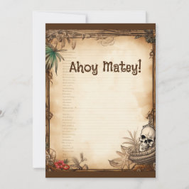 Invitación Pirate Skull habla como un cumpleaños de piratas